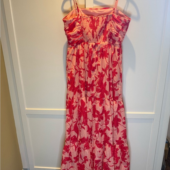 NWT Hutch Bethy Pink Floral Tiered Maxi Dress - Spaghetti Strap Size L - Picture 3 of 4